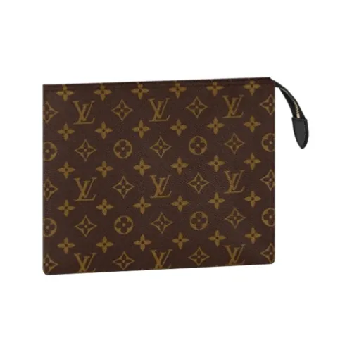 LOUIS VUITTON Poche Toilette Покрытый холст с кожаными вставками цветовая схема клатч сумка для туалетных принадлежностей средний размер унисекс коричневый