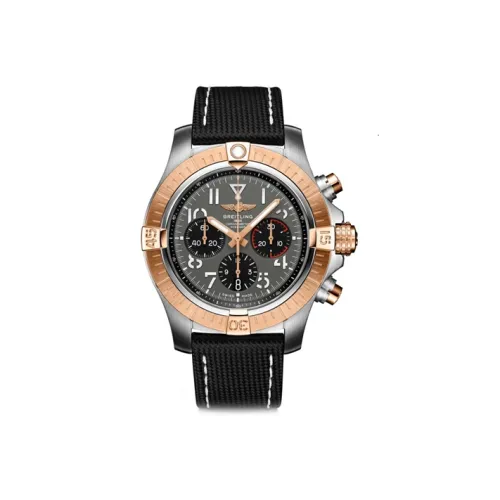 Breitling Автоматический Механический Часы Мужские 45 мм Черный Циферблат Корпус из Нержавеющей Стали Ремешок из Коровьей Кожи