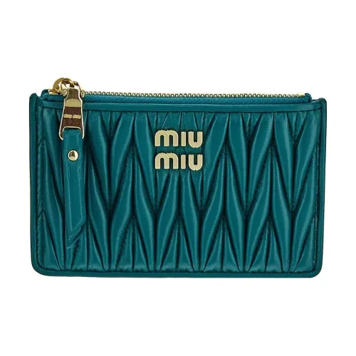 MIU MIU Matelassé Мягкий Овца Кожа Конверт Позиционирование стиля Кошелек Обычный Женские Озерно-голубой