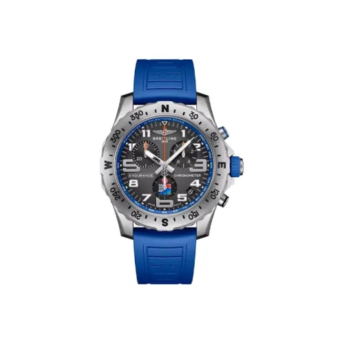 Breitling Кварцевый механизм Мужские часы Часы 44 мм Серый циферблат Титановые корпуса часов Резиновый ремешок