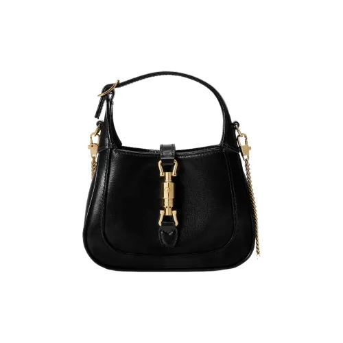GUCCI Jackie 1961 Кожа Лунный Свет Сумка через плечо Сумка через плечо Мини Женская Черная