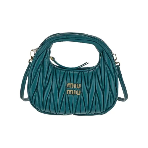 MIU MIU Wander Series Мягкая овечья кожа сумка-хобо сумка через плечо мини женская озеро-синий