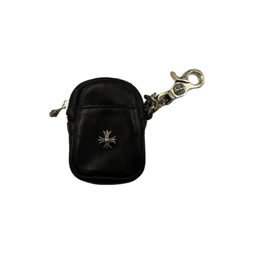 Chrome Hearts Кожа Украшение Сумка с Чехол для наушников Унисекс Черный