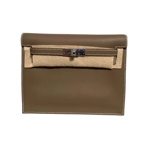 HERMES Kelly Danse Swift Кожа Одно плечо Через плечо Клатч Женский 18 ÉToupe Слоновой серый