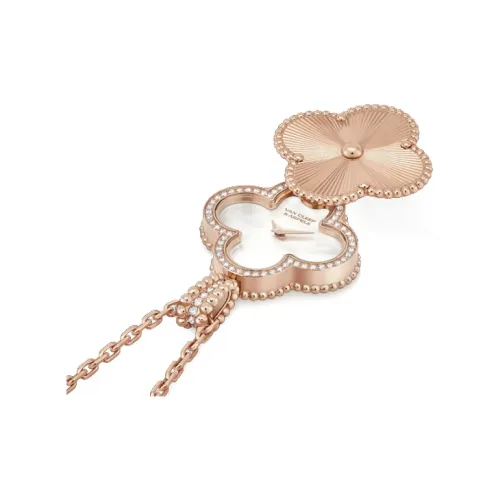 Van Cleef & Arpels Кварцевый механизм Женские часы Alhambra Four Leaf Lucky Series 28,1 мм*28,1 мм Белый