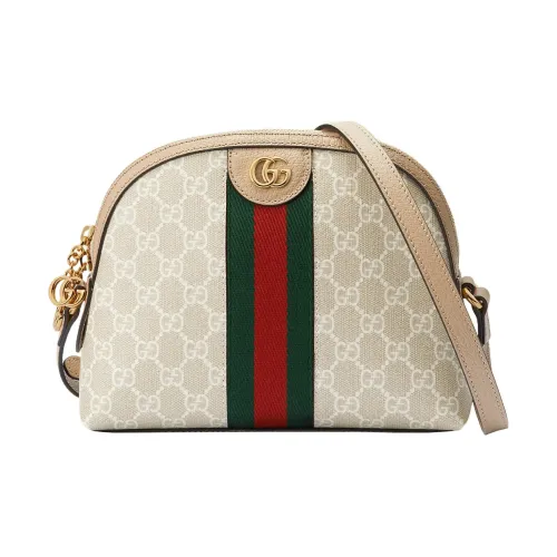 GUCCI Ophidia Холст и Кожа Сумка Сумка через плечо Маленькая Женская Бежевая Белая