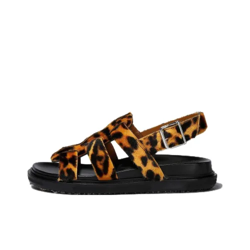 MARNI Римские Сандалии Женские с Леопардовым Принтом