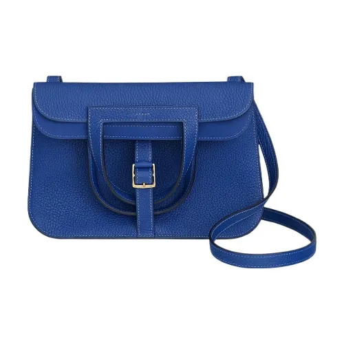 HERMES Halzan Clemence Bullock Кожа Horseshoe Сумка Сумка через плечо Сумка через плечо 25 Женская Синяя