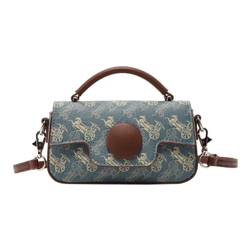 Jacoponnus Сумка из коровьей кожи сумка через плечо маленькая женская кофейного цвета и Carriage синего цвета