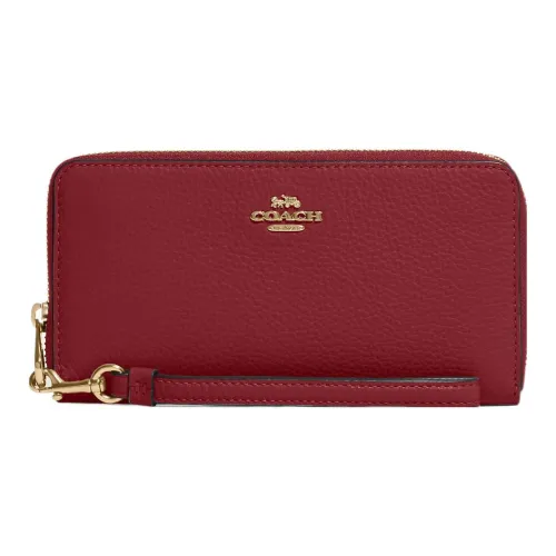 COACH Zip Around Кожаный клатч для монет кошелек кошелек маленький женский красный