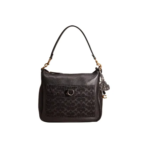 COACH Cary Пескоструйная кожа Тоут Сумка Сумка для покупок Сумка Сумка через плечо Большая Женская Черная