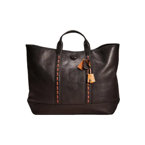 COACH Turnlock Телячья кожа Тоут Сумка Сумка для покупок Сумка Большая Женская Черная