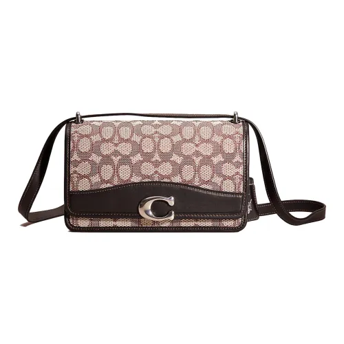 COACH Bandit Текстиль Jacquard Кожа Маленькая квадратная сумка Сумка через плечо Сумка на плечо Средняя Женская Светлый хаки