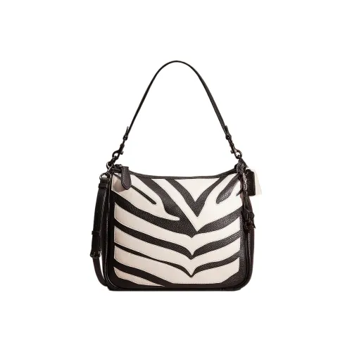 COACH Cary Кожа Тоут Сумка Сумка для покупок Сумка через плечо Сумка на плечо Большая женская Черно-белая