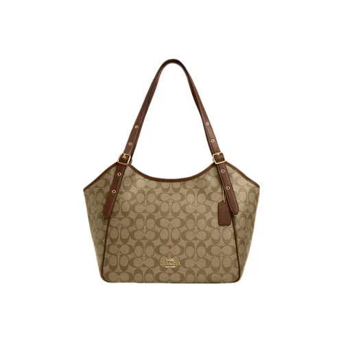 COACH Meadow Холст и Кожа Сумка Сумка-тоут Сумка для покупок Сумка через плечо Большая женская сумка Хаки