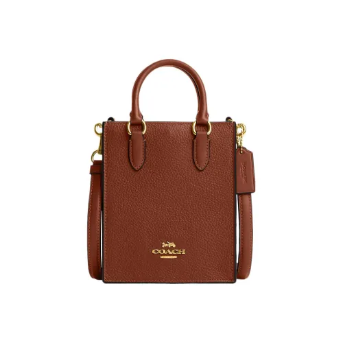 COACH Сумка Tote из кожаной кожи сумка для покупок сумка через плечо мини сумка женская коричневая красная