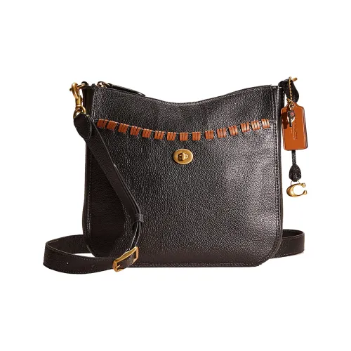 COACH Chaise Сумка через плечо из крупнозернистой текстуры кожи курьерская сумка большая женская черная