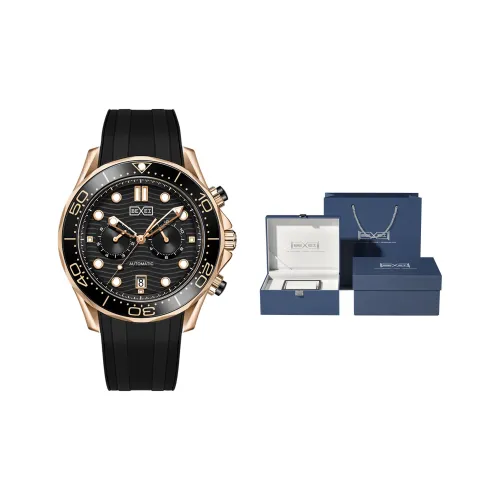 BEXEI Submarine Collection Автоматический Ручной Механизм Резиновый Ремешок Часы Мужские Черный Циферблат BX9176