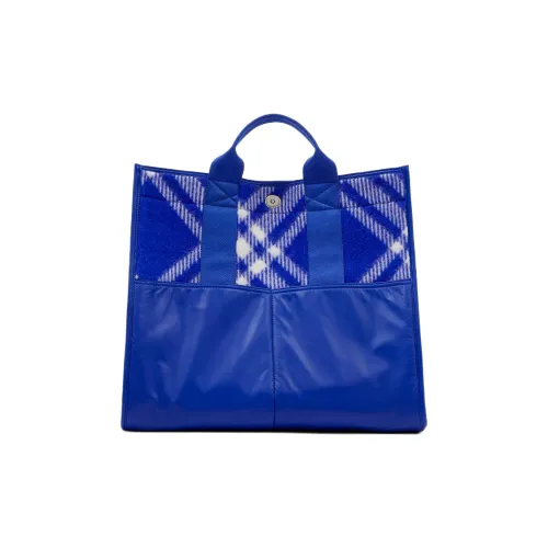 Burberry Шерсть с Полиэстером Телячья кожа Тоут Сумка Сумка для покупок Сумка Большая Мужская Рыцарский синий