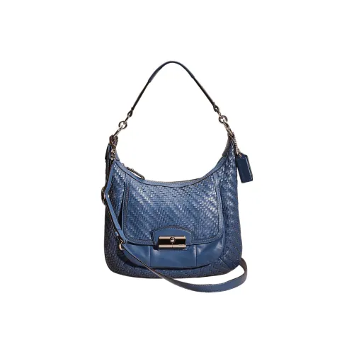 COACH Kristin Кожа Полумесяц Сумка Сумка Сумка через плечо Большая Женская Синяя