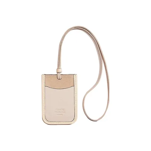 COACH Lanyard Кожа Картхолдер Женский Бежевый