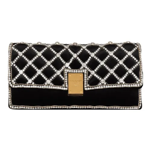 BALMAIN 1945 Мягкий бархат жемчужный клатч стандартный женский черный