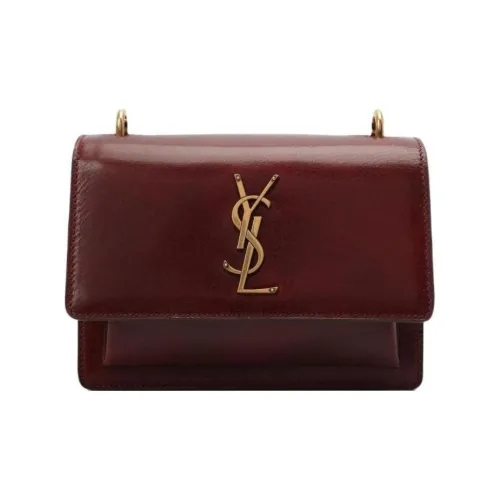 SAINT LAURENT Сумка через плечо из натуральной кожи женская темно-красный