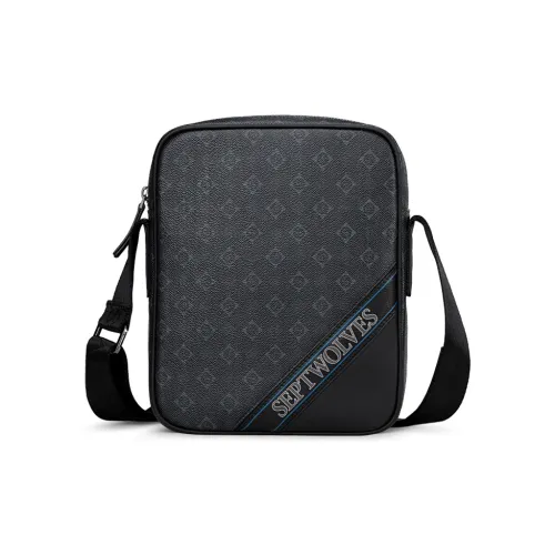 SEPTWOLVES Сумка через плечо из коровьей кожи унисекс черного цвета