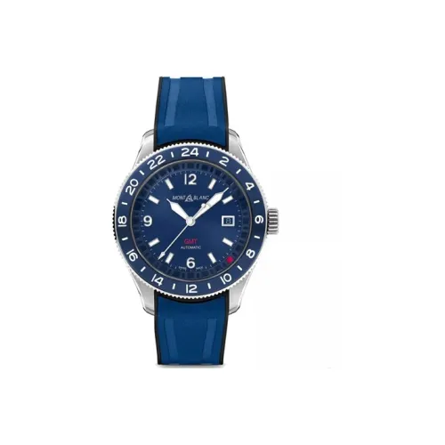 MONTBLANC Автоматический Механический Часы Мужские Часы 42 мм Синий Циферблат Корпус из Нержавеющей Стали Резиновый Ремешок