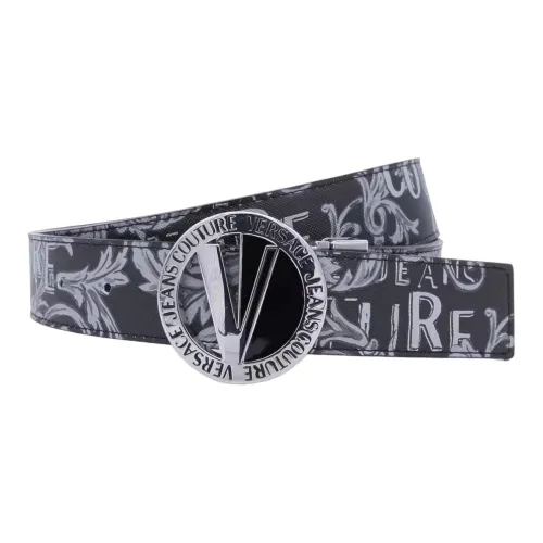 VERSACE JEANS COUTURE Двойной с плавной застежкой кожаные ремни мужской черный ширина 3,2 см