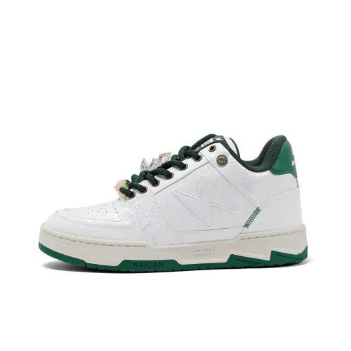 Resistant To Connectivity Lightning Shoes MID Топ Скейтборд Кроссовки Unisex Белый Зеленый