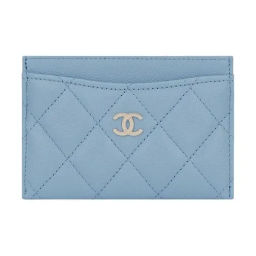 CHANEL Коровья кожа Держатель для карт Женский Светло-синий