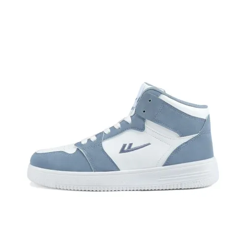 Warrior Slip-resistant Abrasion-resistant Breathable High-top Skateboarding Shoes Men's White Blue