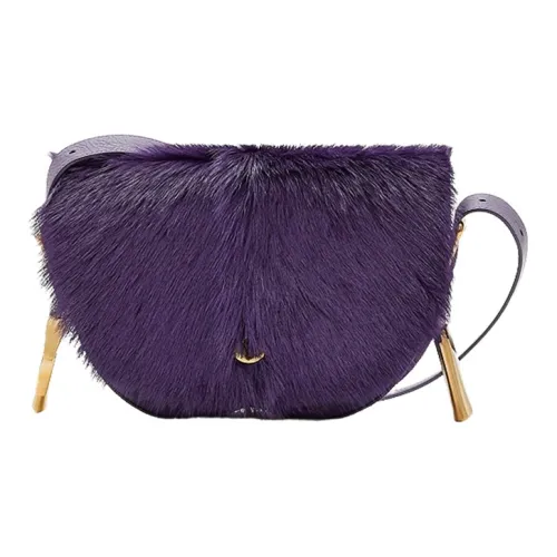 Burberry Телячья кожа с кашемиром Сумка через плечо Женская Лента Фиолетовая