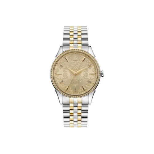 Vivienne Westwood часы на запястье Кварцевый механизм Ремешок из нержавеющей стали 38 мм Золотой циферблат Женские часы