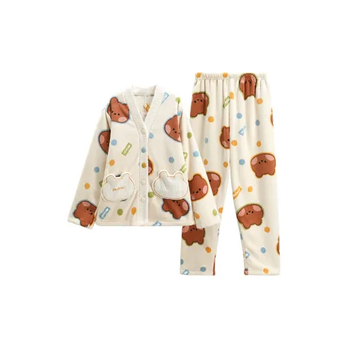 FENTENG Бурый медведь I98440874 Бежево-абрикосовый Женские Пижамные комплекты