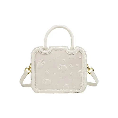 Jacoponnus Сумка из синтетической кожи цвет печенья через плечо одно плечо маленькая женская бежевая тисненая Sleeping кошка