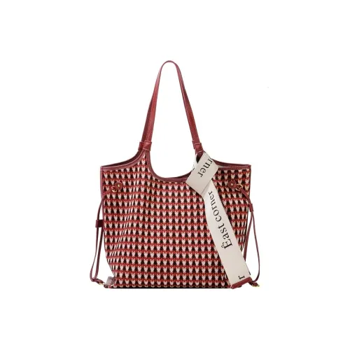 Jacoponnus Сумка через плечо из синтетической кожи среднего размера женская бордовый и винный красный узор "гусиная лапка"