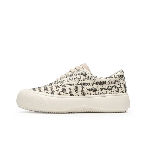 SMILEY Low-Top Canvas Shoes Beige Men's