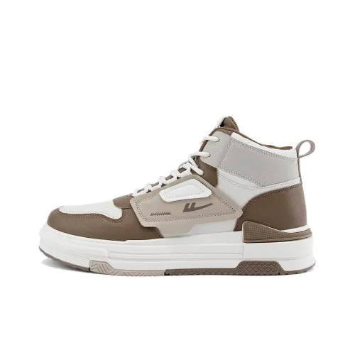 Warrior Аbrasion Resistant визуально увеличивает рост Водонепроницаемый Высокий Топ Скейтборд Кроссовки Унисекс Бежево-коричневый