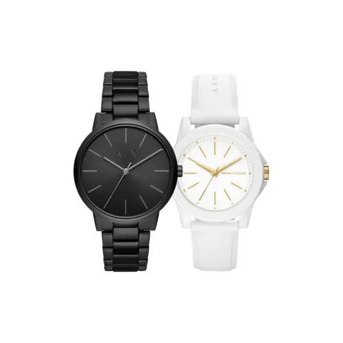 ARMANI EXCHANGEAE Наручные часы Кварцевый механизм Силиконовый ремешок Нержавеющая сталь Черный циферблат Унисекс Коробка Лимитированная серия