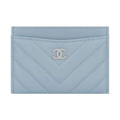 CHANEL Lambskin Картхолдер Женский Светло-Синий