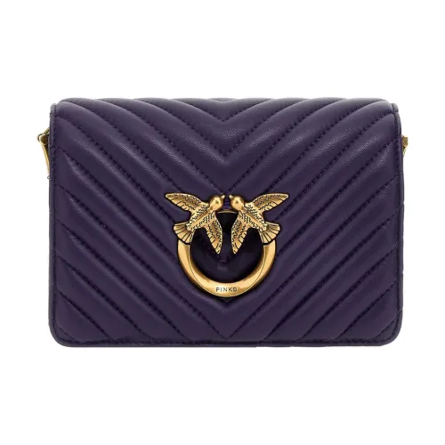 PINKO Click Series Овчина Телячья Кожа Сумка через плечо Сумка на плечо Женская Фиолетовая