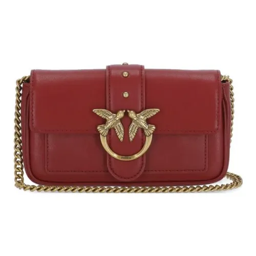 PINKO SIMPLY Коровья кожа Swallow Сумка Сумка через плечо Маленькая Женская Бургунди