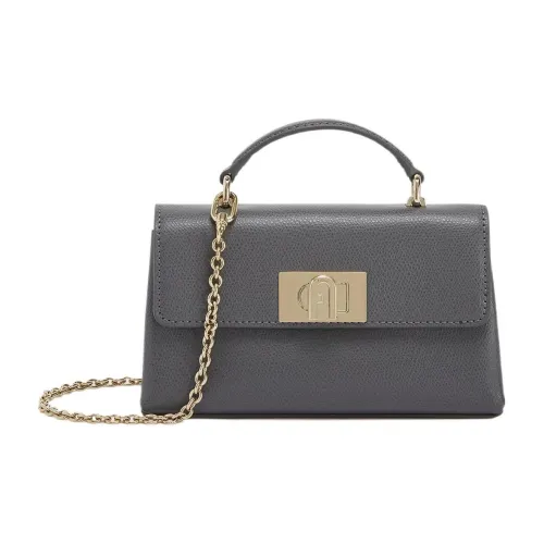 Furla 1927 Collection Текстурированная кожа сумка через плечо сумка среднего размера женская темно-серый