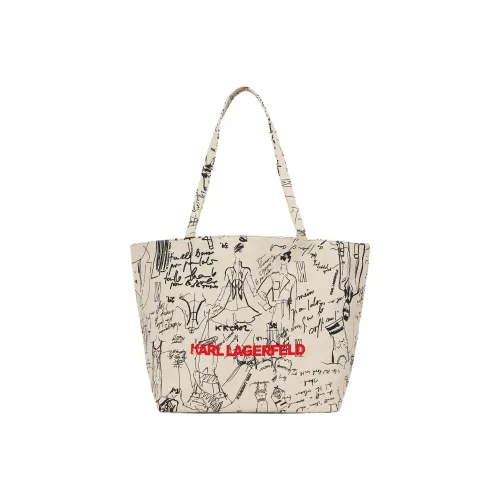 Karl Lagerfeld Переработанный хлопок Тоут Сумка Сумка для покупок Сумка на плечо Женская Экрю