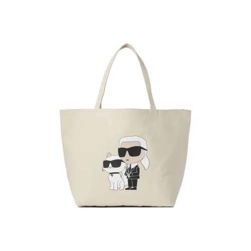 Karl Lagerfeld Переработанный хлопок Тоут Сумка Сумка для покупок Сумка на плечо Женская Экрю