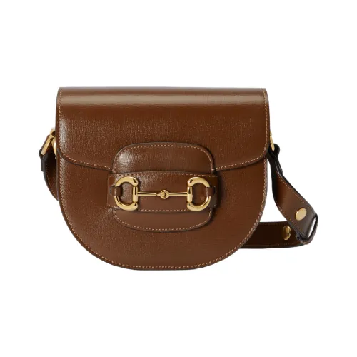 GUCCI Horsebit 1955 Кожа Седло С клапаном Сумка Сумка на плечо Мини Унисекс Коричневый