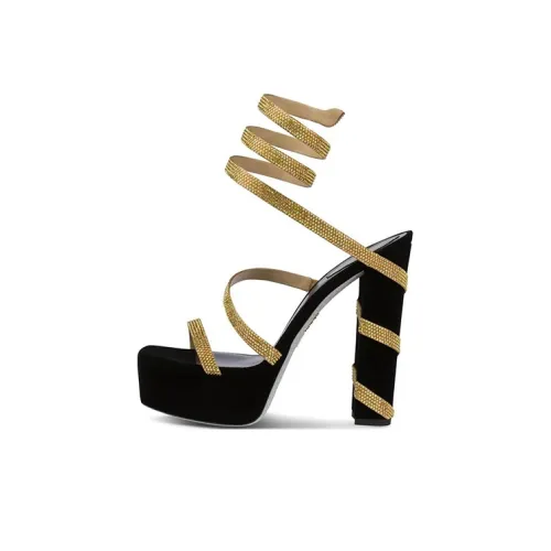 RENE CAOVILLA Cleo One Strap Sandals 13cm Women's Gold RENE CAOVILLA Cleo One Ремешок Сандалии 13 см Женские Золотые