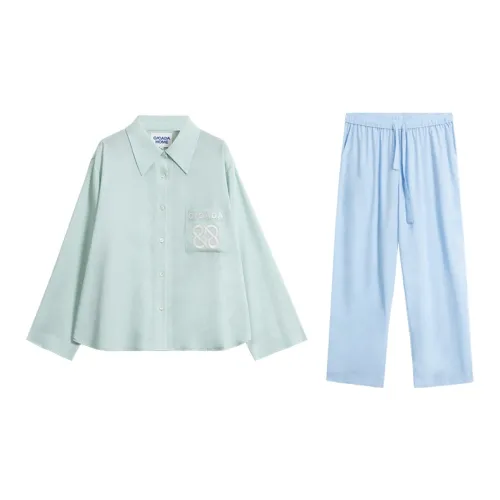 CICADAHOME Липкие заметки Длинный рукав Набор Мята Женские Пижамные комплекты